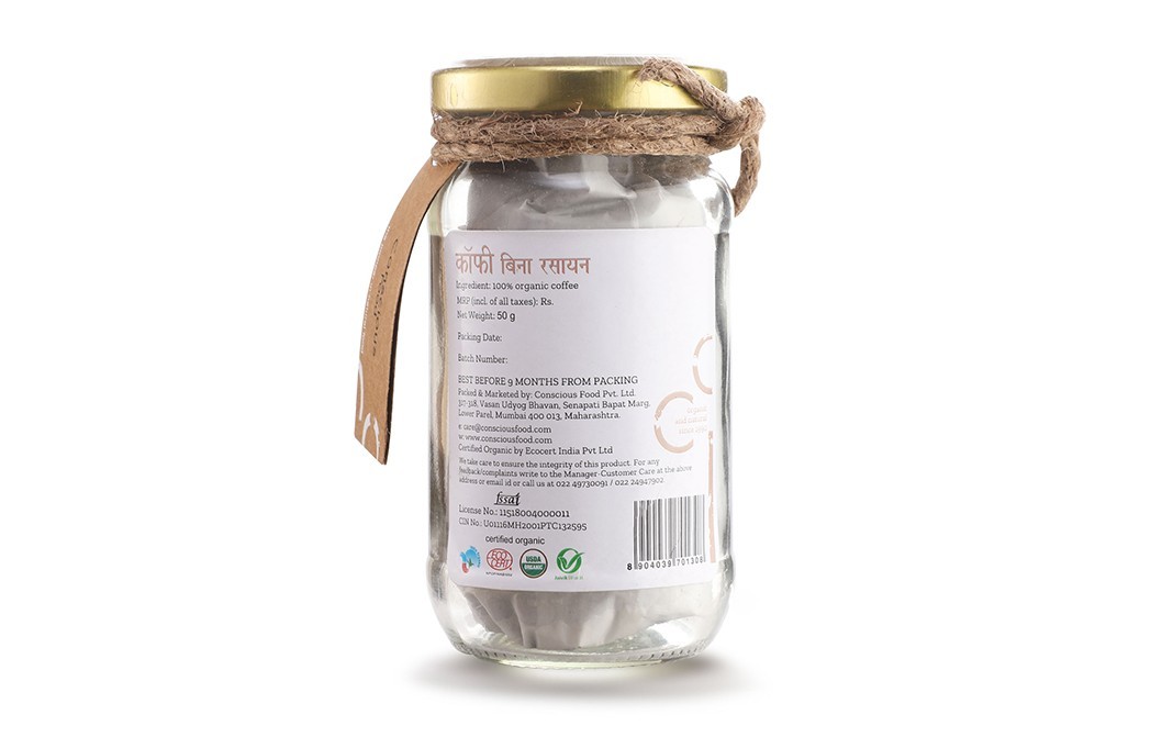 Conscious Food Filter Coffee Organic    Glass Jar  50 grams